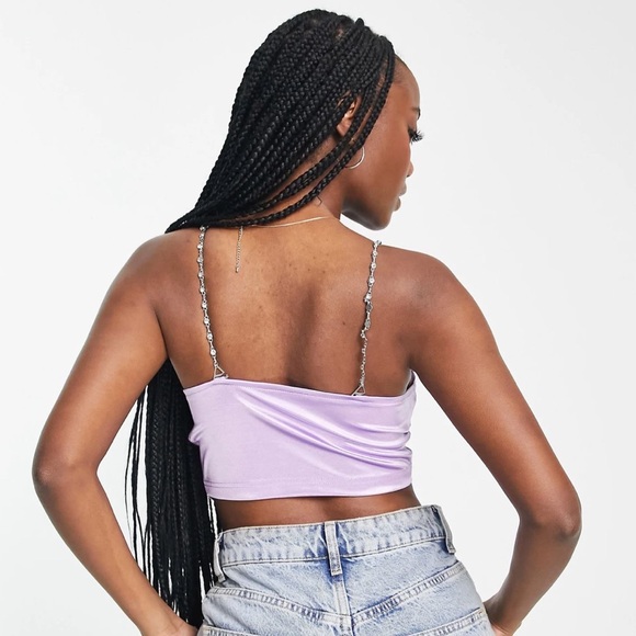 Lilac Chain Strap Satin party top - Picture 13 of 14